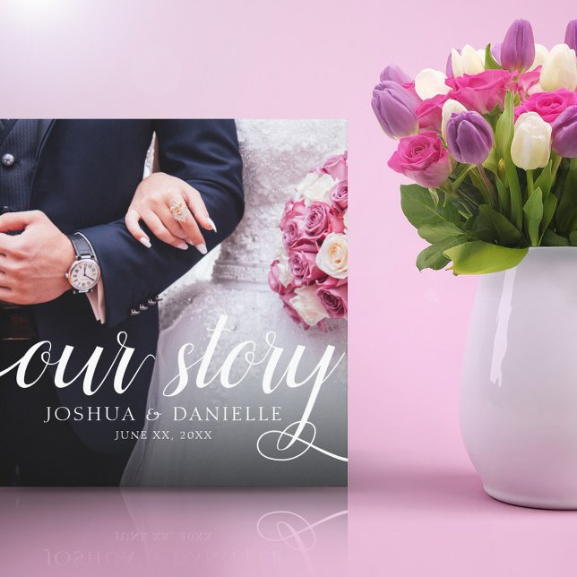 Elegant Our Story Photo Wedding Handwritten Canvas Print (Creator Uploaded)