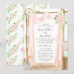 Elegant Outdoor Watercolor Pink Floral Wedding Invitation