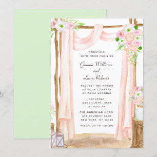 Elegant Outdoor Watercolor Pink Floral Wedding Invitation