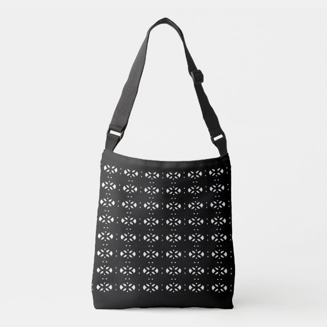 Elegant Oval Black and White Pattern Crossbody Bag (Front)