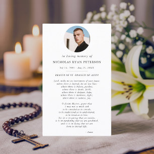 Elegant Oval Photo Catholic St Francis Prayer Card