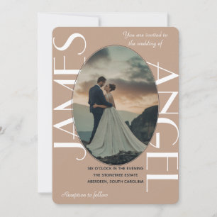 Elegant Oval Shape Bride & Groom Custom Wedding Invitation