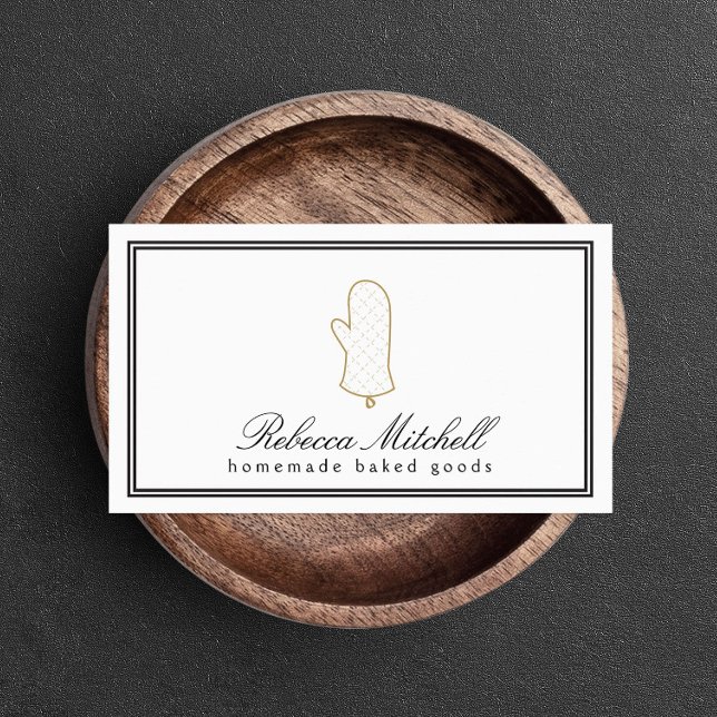Elegant Oven Mitt Logo for Bakery, Baked Goods Business Card (Creator Uploaded)