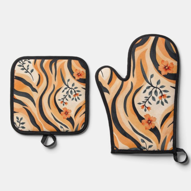 Elegant Oven Mitt & Pot Holder Set (Front)