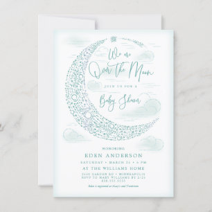 Elegant Over the Moon Baby Shower Gender Neutral Invitation
