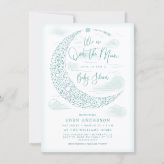 Elegant Over the Moon Baby Shower Gender Neutral Invitation