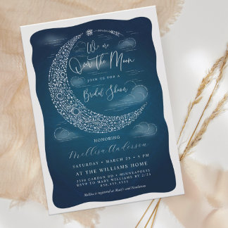 Elegant Over the Moon Bridal Shower Invitation