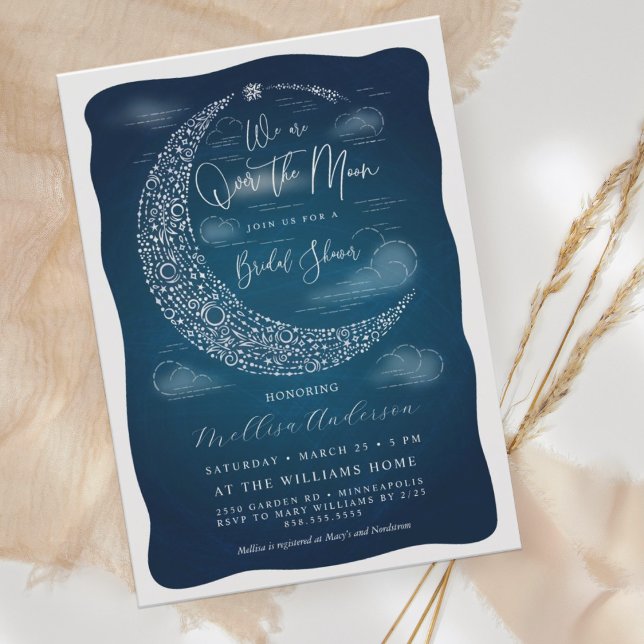 Elegant Over the Moon Bridal Shower Invitation (Creator Uploaded)