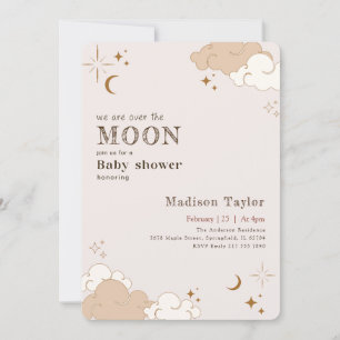 Elegant Over the Moon Stars Baby Shower Invitation