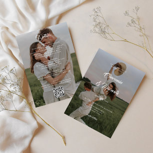 Elegant Overlay 2 Photo With QR Code Wedding Invitation