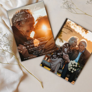 Elegant Overlay 50th Wedding Anniversary 2 Photo Invitation