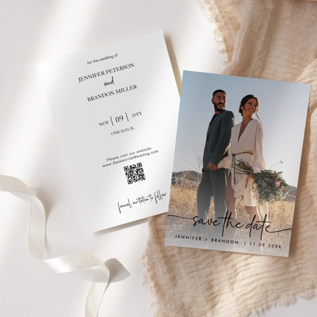 Elegant  overlay Calligraphy Save the Date Photo Invitation (Creator Uploaded)