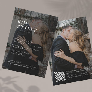Elegant overlay modern 2 photos QR code wedding  Invitation