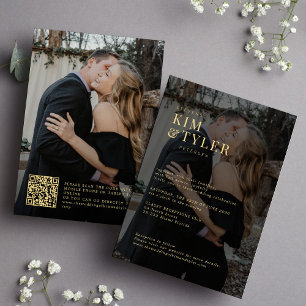 Elegant overlay modern 2 photos QR code wedding  Invitation