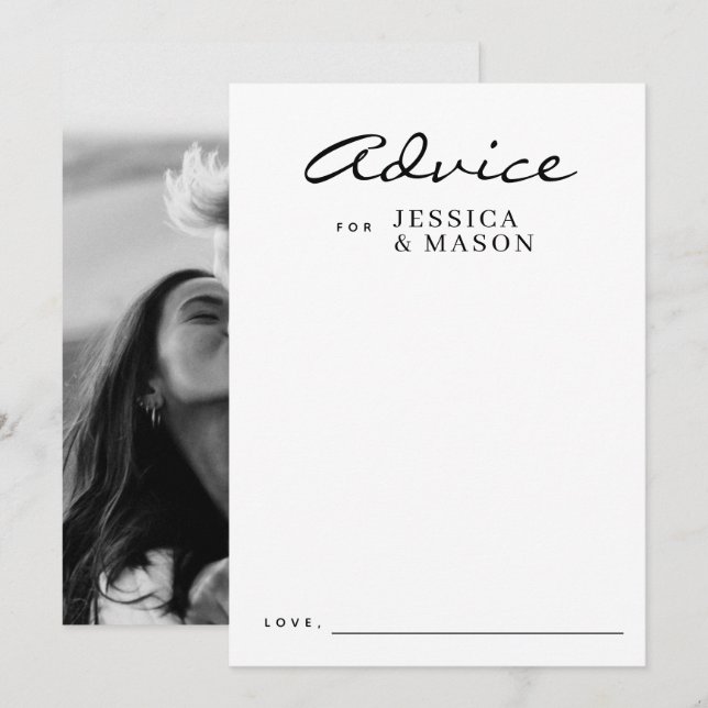 Elegant Overlay Modern Wedding Advice Cards (Front/Back)
