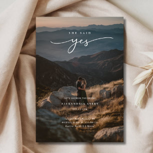 Elegant Overlay Photo She Said Yes Bridal Shower Invitation