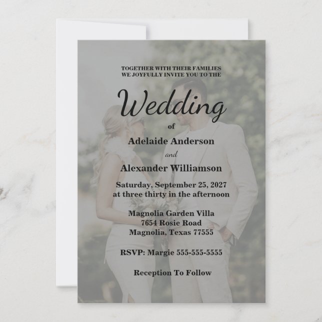 Elegant Overlay Photo Wedding Invitation (Front)