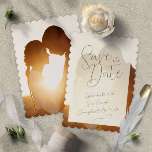 Elegant Overlay Photo Wedding Save the Date Card