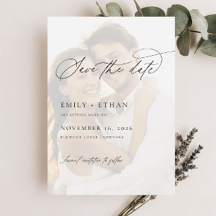 Elegant Overlay Photo Wedding Save The Date Vellum Invitations