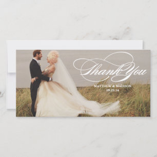 Elegant Overlay Wedding Thank You Photo Card