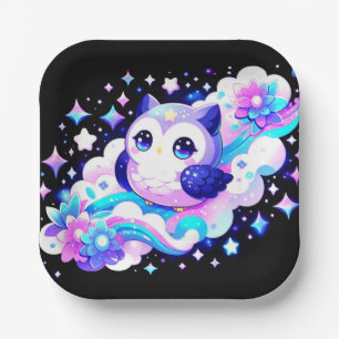 Elegant Owl Baby Shower Paper Plate