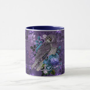 Elegant owl floral purple vintage chandelier jewel mug