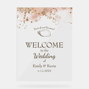 Elegant Oyster Shell Beach Wedding Welcome Acrylic Sign