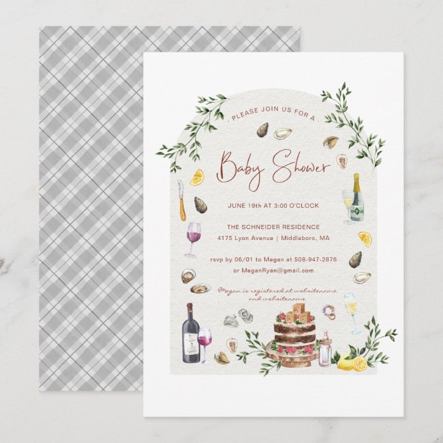 Elegant Oysters & Wine | Baby Shower Invitation (Front/Back)