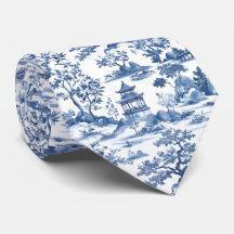 Elegant Pagoda Blue Chinoiserie Toile 