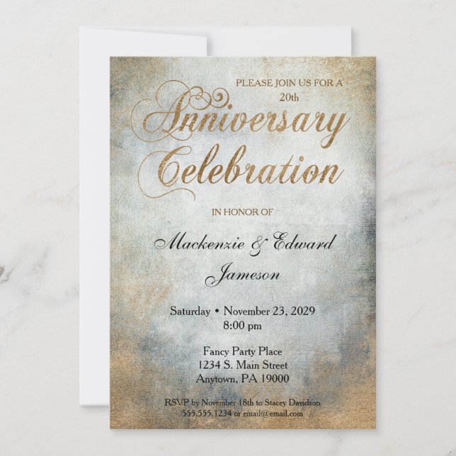 Elegant Paint Copper Anniversary Party Invitation (Front)