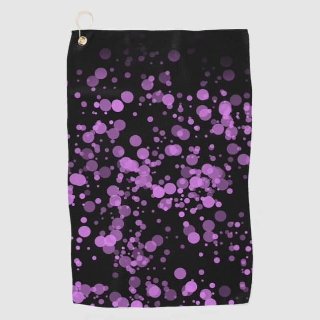 Elegant Paint Splattered Purple Confetti Golf Towel (Front)