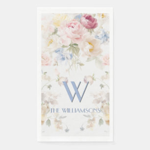 Elegant Painted Blush Rose Floral Personalised Napkin