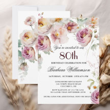 Elegant Painted Floral 80th Birthday Party