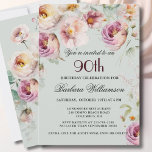 Elegant Painted Floral 90th Birthday Party Invitation<br><div class="desc">Start this special 90th birthday celebration in a elegant style with this beautifully feminine gentle floral invitation with watercolor mixed wildflowers and trailing greenery. All of the text can be personalised for your party including the guest of honour's age. If you have any special requests or require design assistance, just...</div>