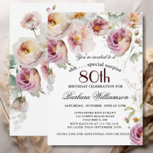 Elegant Painted Floral Surprise 80th Birthday