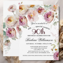 Elegant Painted Floral Surprise 90th Birthday 