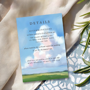 Elegant Painted Landscape Blue Sky Clouds Wedding Enclosure Card