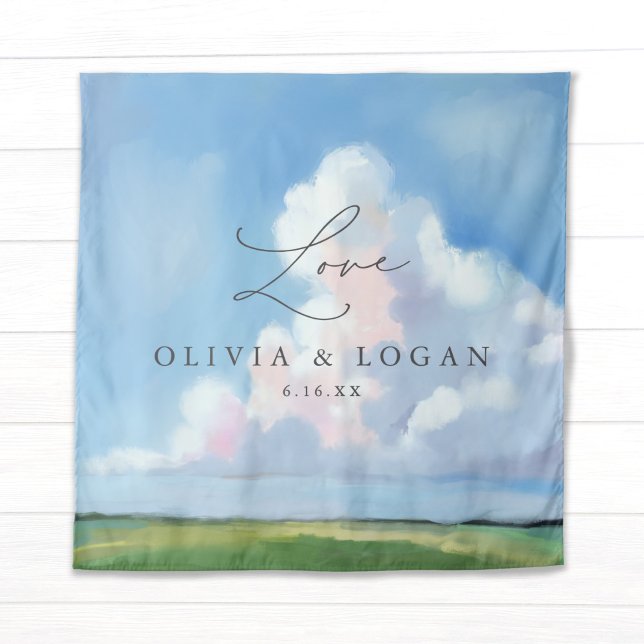 Elegant Painted Landscape Clouds Wedding Backdrop Tapestry (Creator Uploaded)