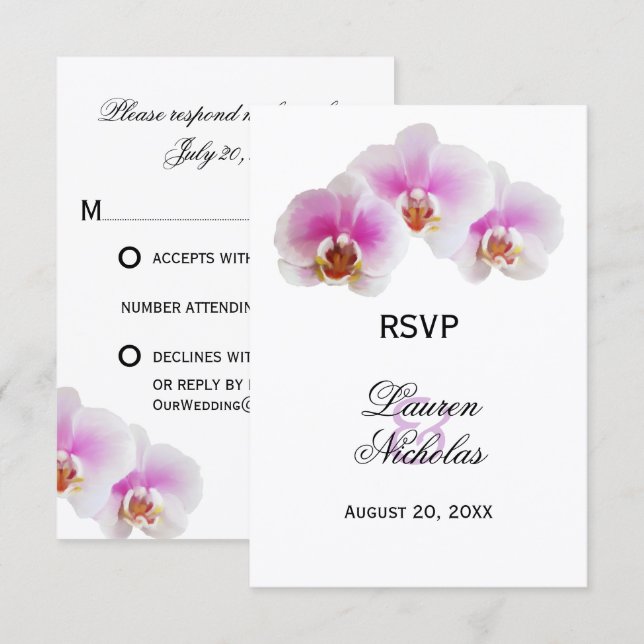 Elegant Painted Orchids RSVP Reply Cards (Front/Back)