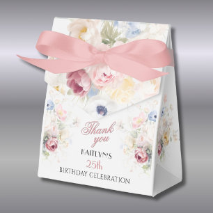Elegant Painted Pink Flora 25th birthday Favour Box