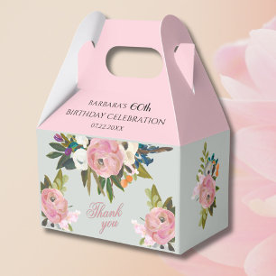 *Elegant Painted Pink Floral 60th birthday favors  Favour Box