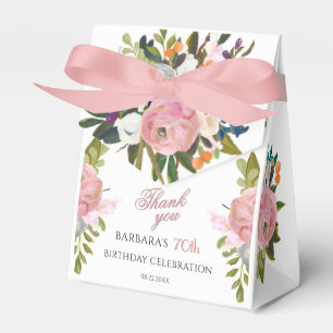 Elegant Painted Pink Floral 70th birthday favours Favour Box