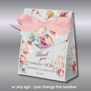 Elegant Painted Pink Floral 80th birthday Favour Box