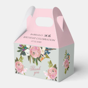 Elegant Painted Pink Floral 90th birthday favors  Favour Box