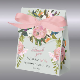 Elegant Painted Pink Floral 90th birthday favours Favour Box