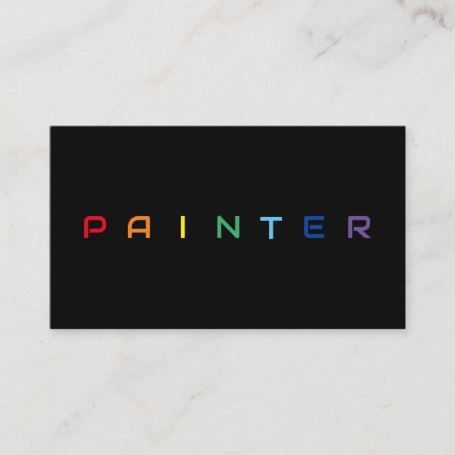 Elegant Painters rainbow coloured letters Business Card (Front)