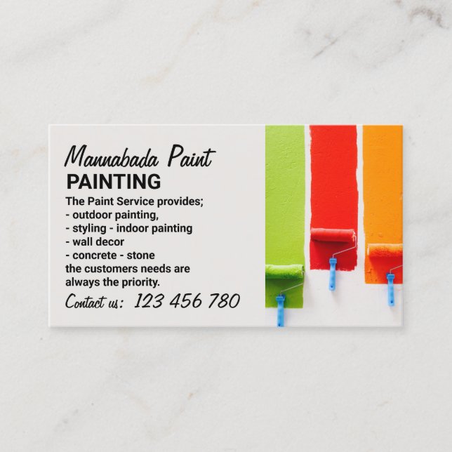 Elegant Painting Service Photo Business Card (Front)