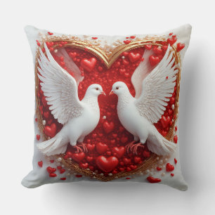 Elegant Pair of Doves Symbolising Love and Unity Cushion