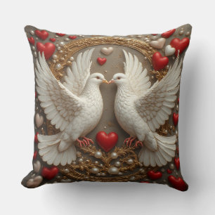 Elegant Pair of Doves Symbolising Love and Unity Cushion