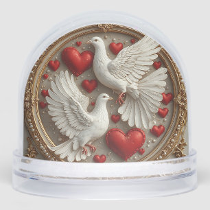 Elegant Pair of Doves Symbolising Love and Unity Snowglobe